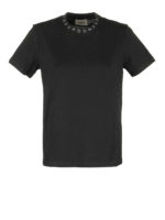 T-shirt nera con girocollo firmato