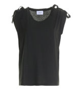 T-shirt nera in jersey di cotone