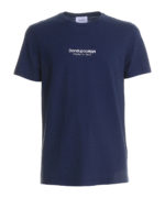T-shirt blu in cotone fiammato con logo