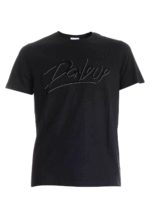 T-shirt nera con logo flock