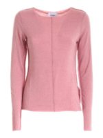 T-shirt rosa melange con bordi taglio vivo