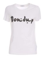 T-shirt con logo in strass bianca