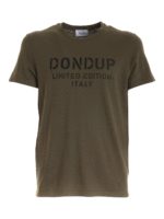 T-shirt verde militare con stampa stencil