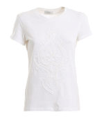 T-shirt con ricamo sul fronte tono su tono