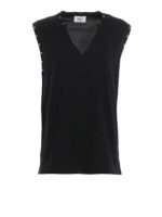 Canotta nera in cotone con borchie