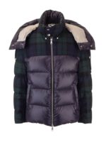 Piumino con dettagli in tessuto blue e verde