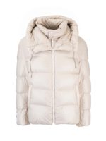 Piumino con cappuccio color tortora