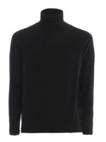 Maglia a collo alto nera in lana merino