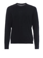 Girocollo blu scuro in lana merino superfine