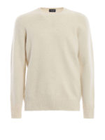 Girocollo bianco in lambswool garzato