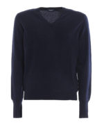 Maglia a V blu in cashmere