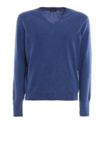 Maglia a V azzurra in cashmere