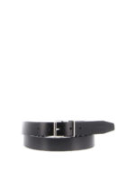 Cintura in pelle con fibbia piccola argentata