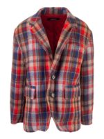 Blazer oversize imbottito a quadri rosso