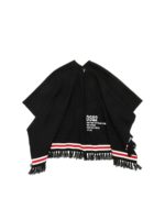 Poncho con frange nero