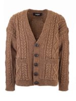 Cardigan a trecce marrone