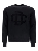 Girocollo in lana con logo testurizzato