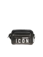 Borsa in pelle nera stampa Icon