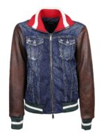 Giacca in denim con maniche in similpelle