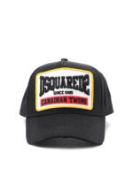 Cappellino in cotone nero con patch logo