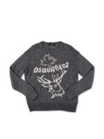 Maglione grigio con intarsio logo