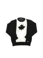 Pullover nero e bianco con intarsio logo