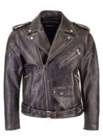 Mini giacca Kiodo in pelle invecchiata nera