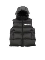 Gilet imbottito nero con logo bianco