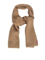 Sciarpa con etichetta logo color cammello