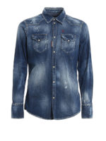 Camicia destroyed con macchie di pittura