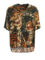 Camicia in viscosa con stampa Tiger Bamboo