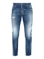 Jeans in denim slavato con abrasioni