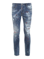 Jeans Skater con stampe e strass