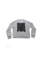 Felpa grigia con pizzo nero