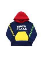 Felpa blu con cappuccio rosso