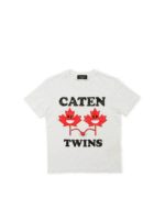 T-shirt bianca stampa Caten Twins