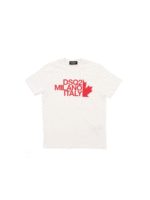 T-shirt bianca stampa DSQ2 Milano Italy