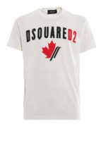 T-shirt con stampa logo e foglia d’acero