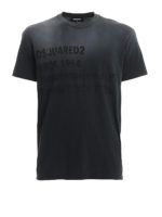 T-shirt in jersey slavato con stampa logo