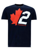 T-shirt blu con stampa logo