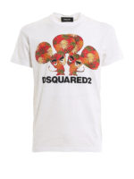 T-shirt bianca in jersey di cotone con stampa