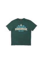 T-shirt verde stampa The University Dsquared