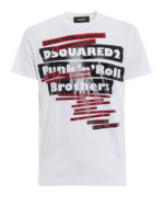 T-shirt bianca in cotone con stampe