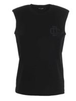 Top nero con ricamo logo