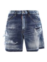 Shorts in denim effetto usurato