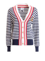 Cardigan a righe con bottoni gioello