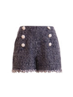 Shorts in tweed con bottoni gioello
