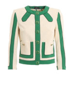 Giacca corta in crepe con inserti a contrasto