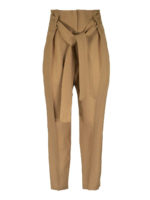 Pantaloni paperbag in gabardina