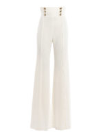 Pantaloni a vita alta in crepe con bottoni